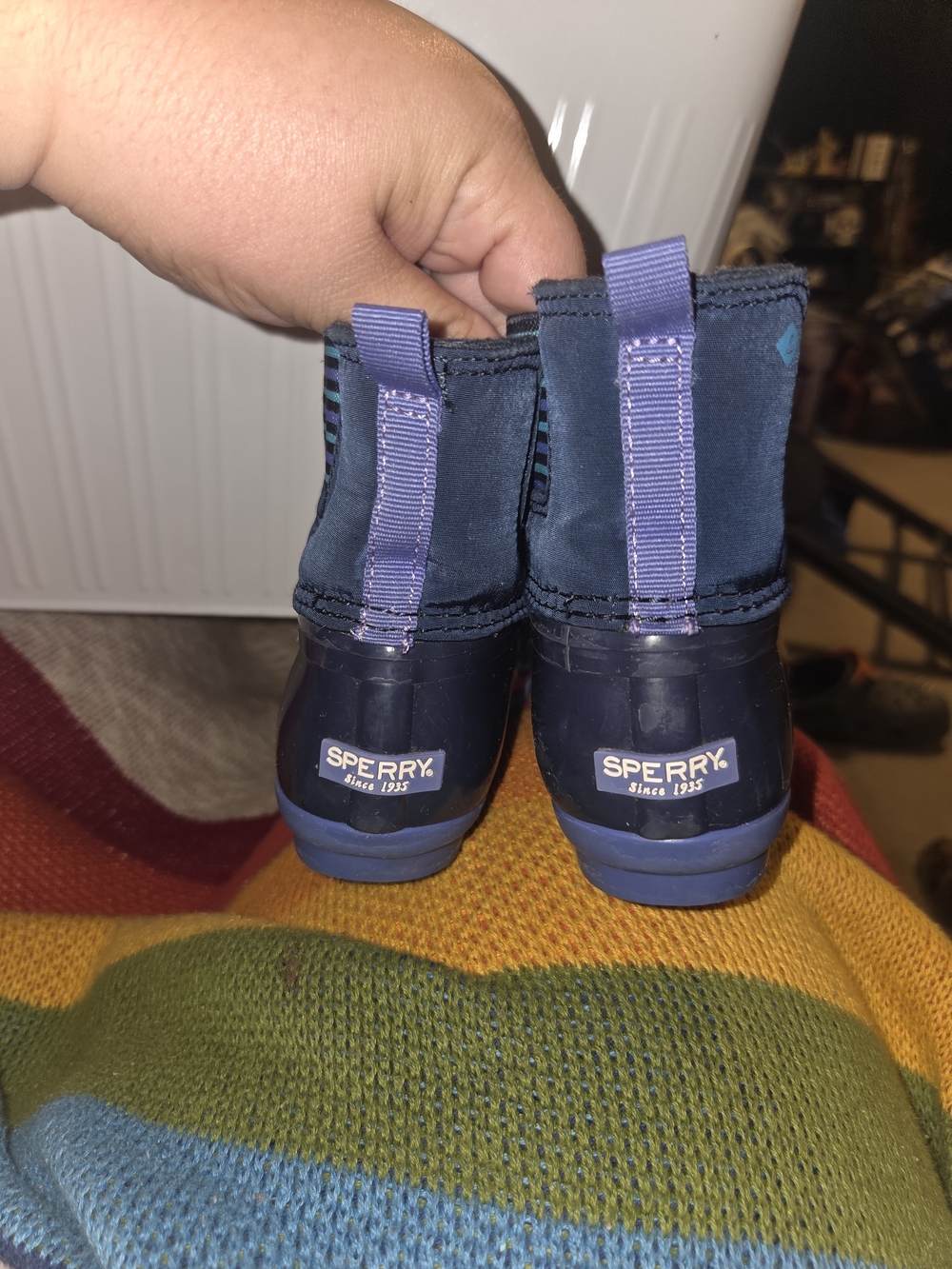 Sperry Kids Navy Purple Rain Boots